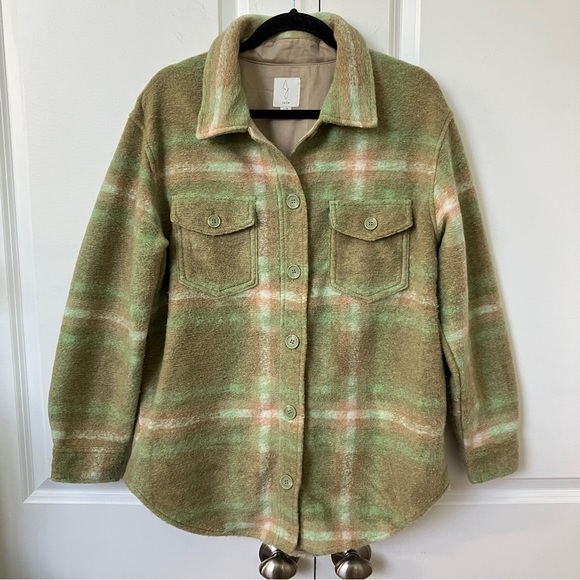💚 JOIE Green Plaid Shacket Shirt Jacket. Size LG. Great condition!! - Picture 3 of 9